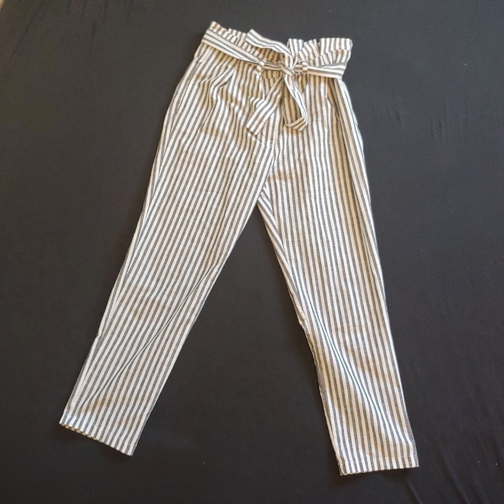 Love Tree paperbag stripe trousers